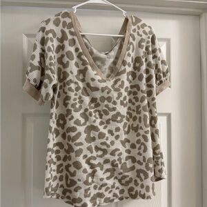 Leopard Print V-Neck Women Top